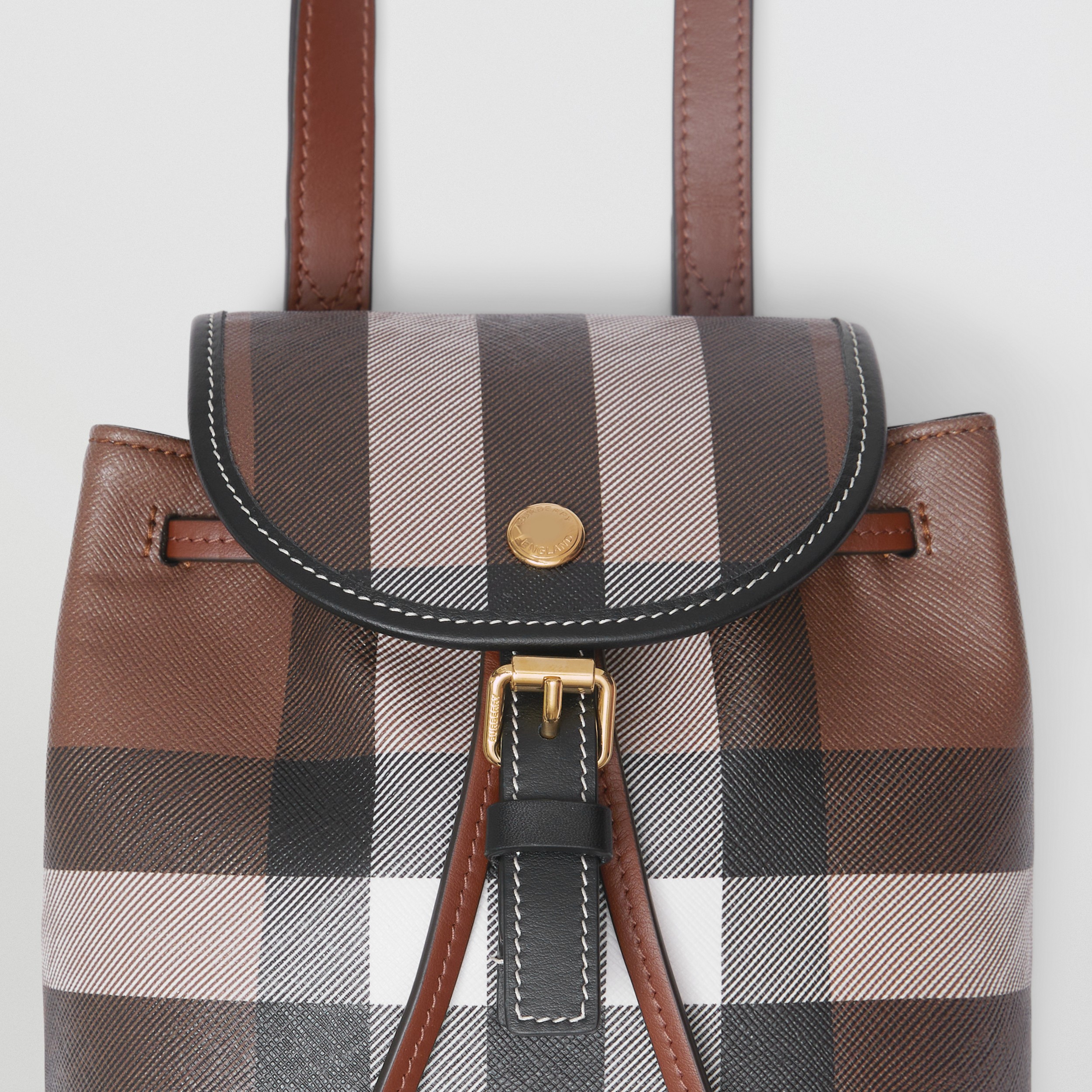 Check and Leather Micro Backpack in Dark Birch Brown - Women | Burberry® Official - 2