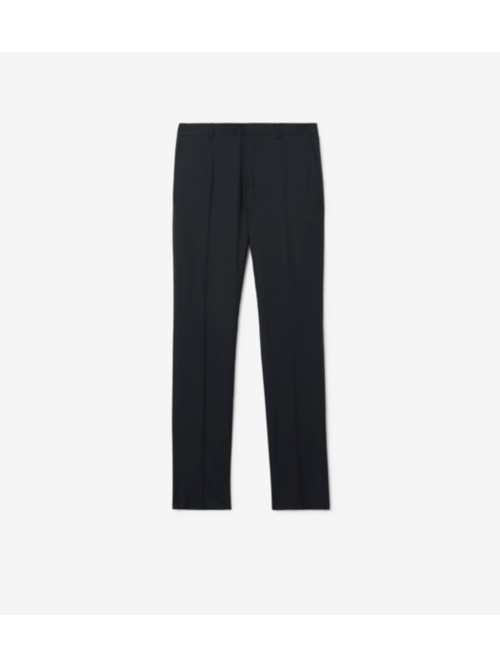 Shop Burberry Wool Tailored Trousers In Dark Navy