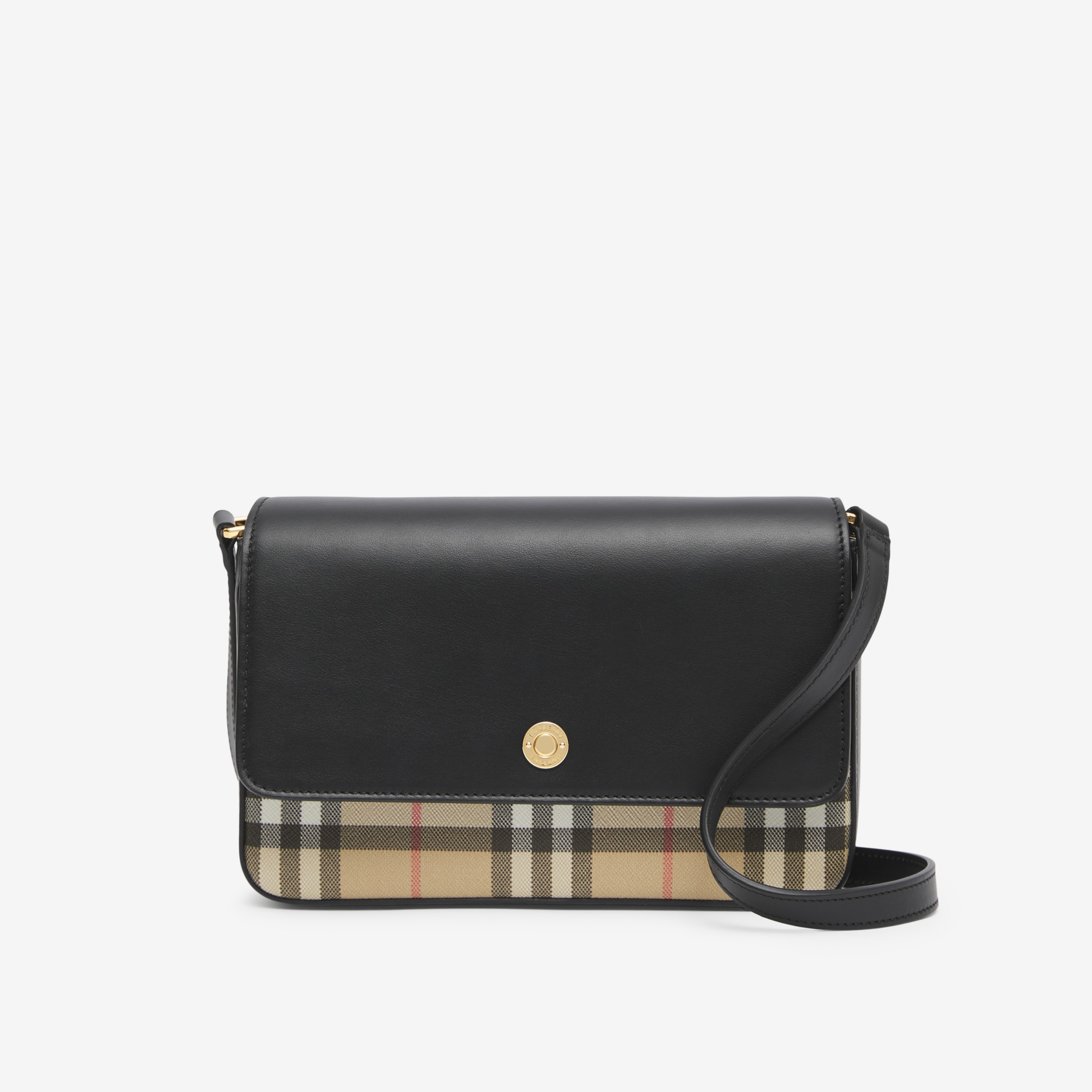 Vintage Check and Leather Mini Note Bag in Archive Beige/black