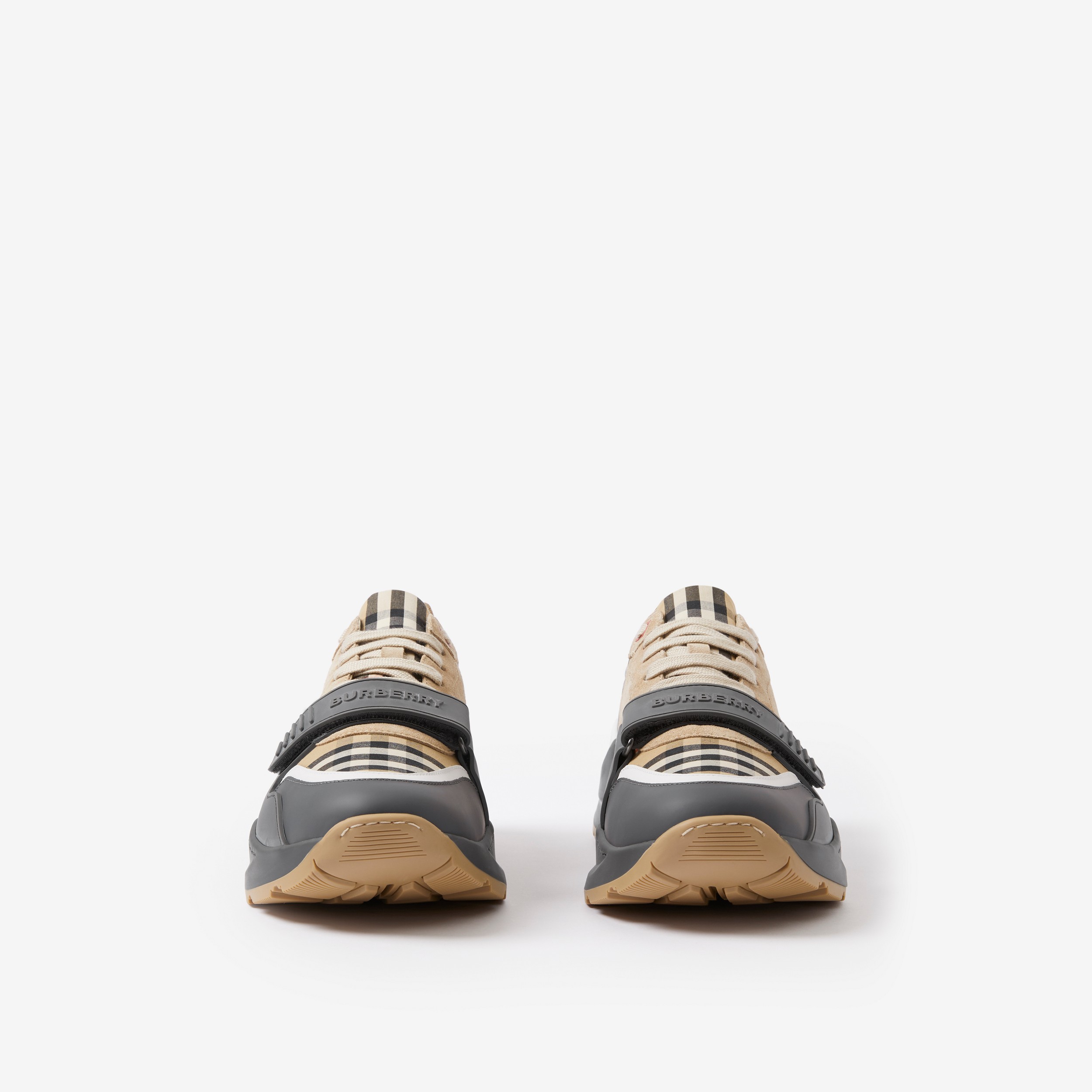 Vintage 格纹、麂皮拼皮革运动鞋 (灰色 / 典藏米色) | Burberry® 博柏利官网 - 2