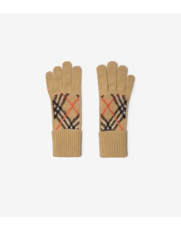 Check Cashmere Blend Gloves