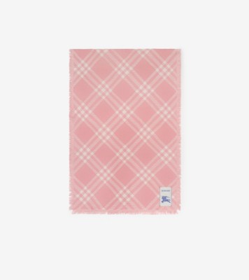 Wide Check Wool Silk Scarf in Sugar pink | Burberry® Official