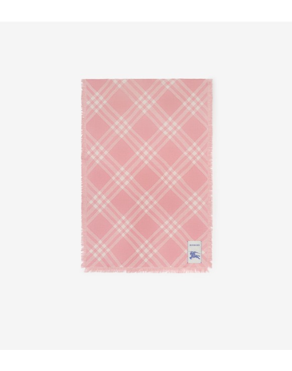 Wide Check Wool Silk Scarf