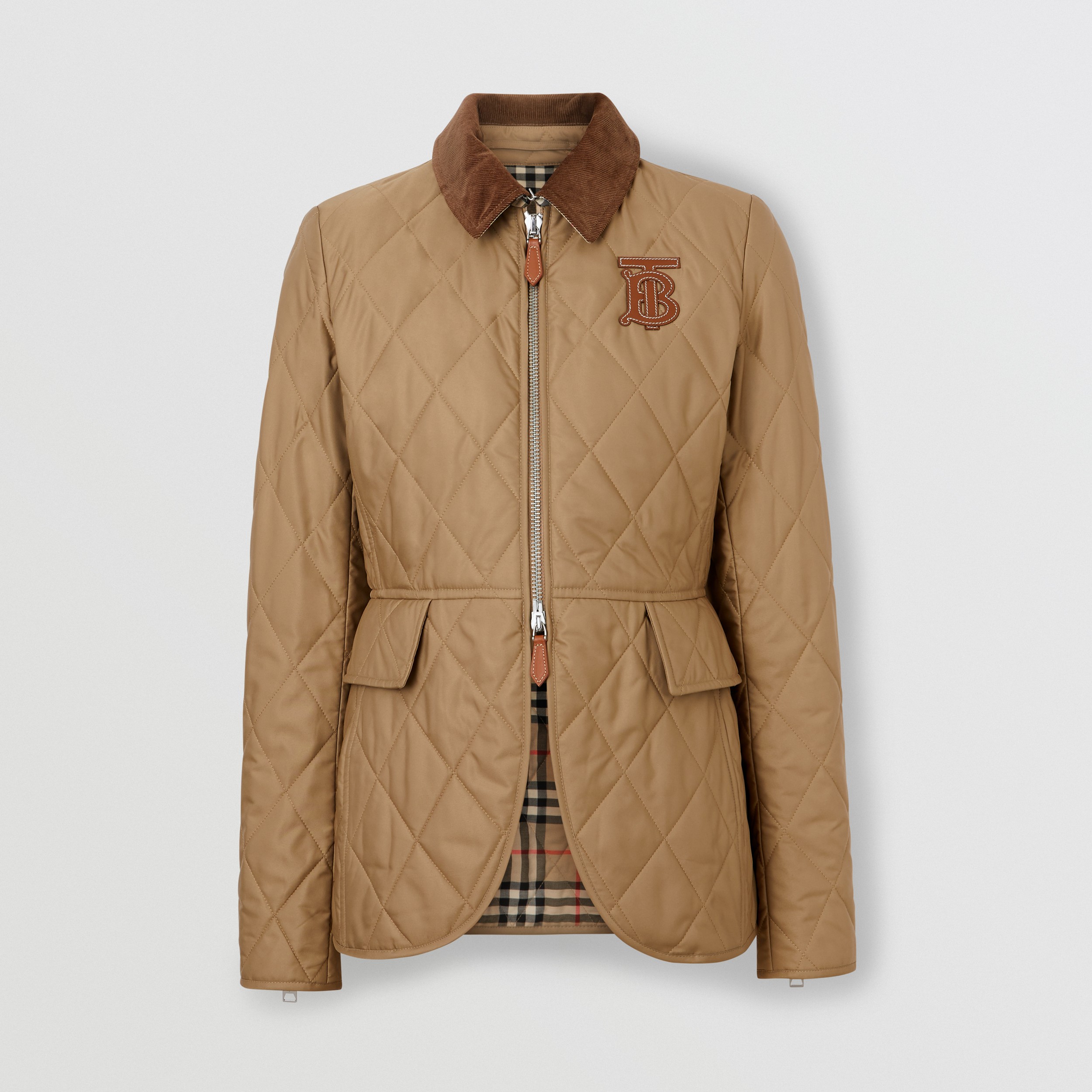Monogram Motif Quilted Riding Jacket in Honey - Women | Burberry United ...
