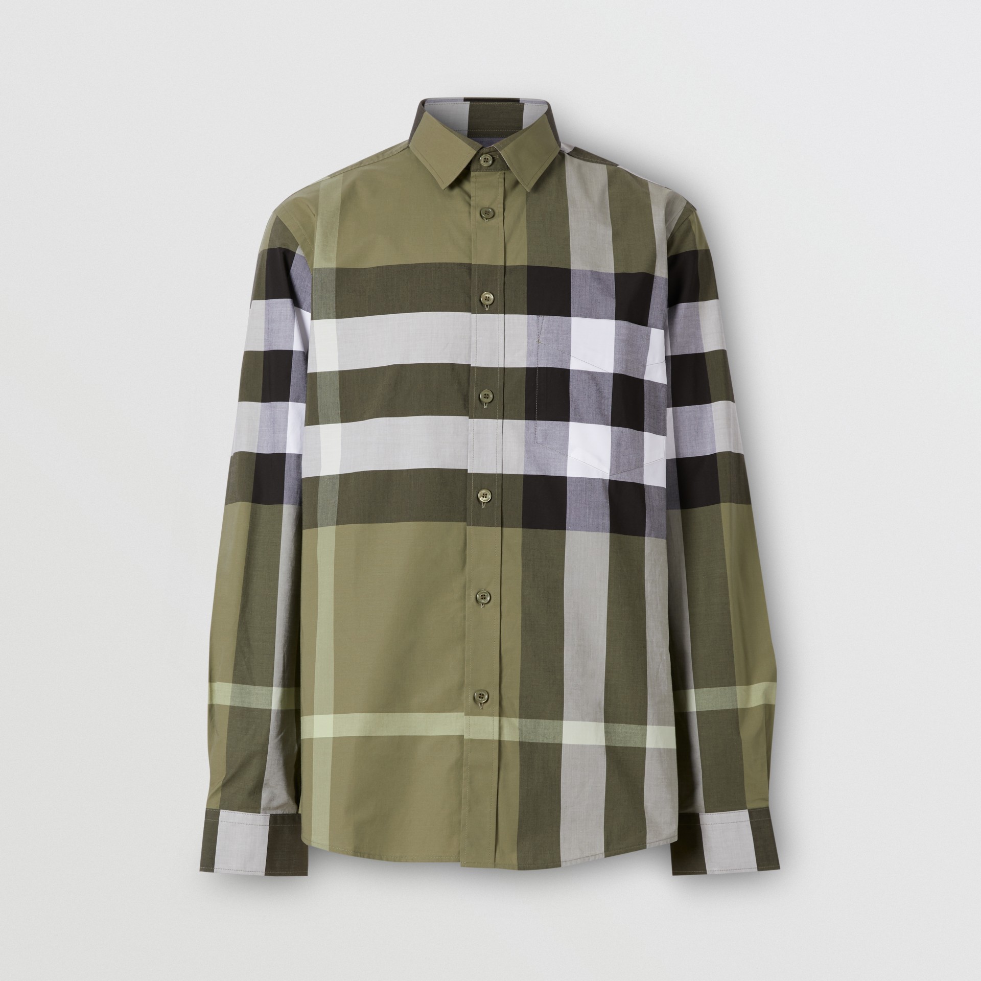 burberry check stretch cotton poplin shirt