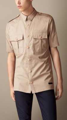 棉质斜纹军装衬衫