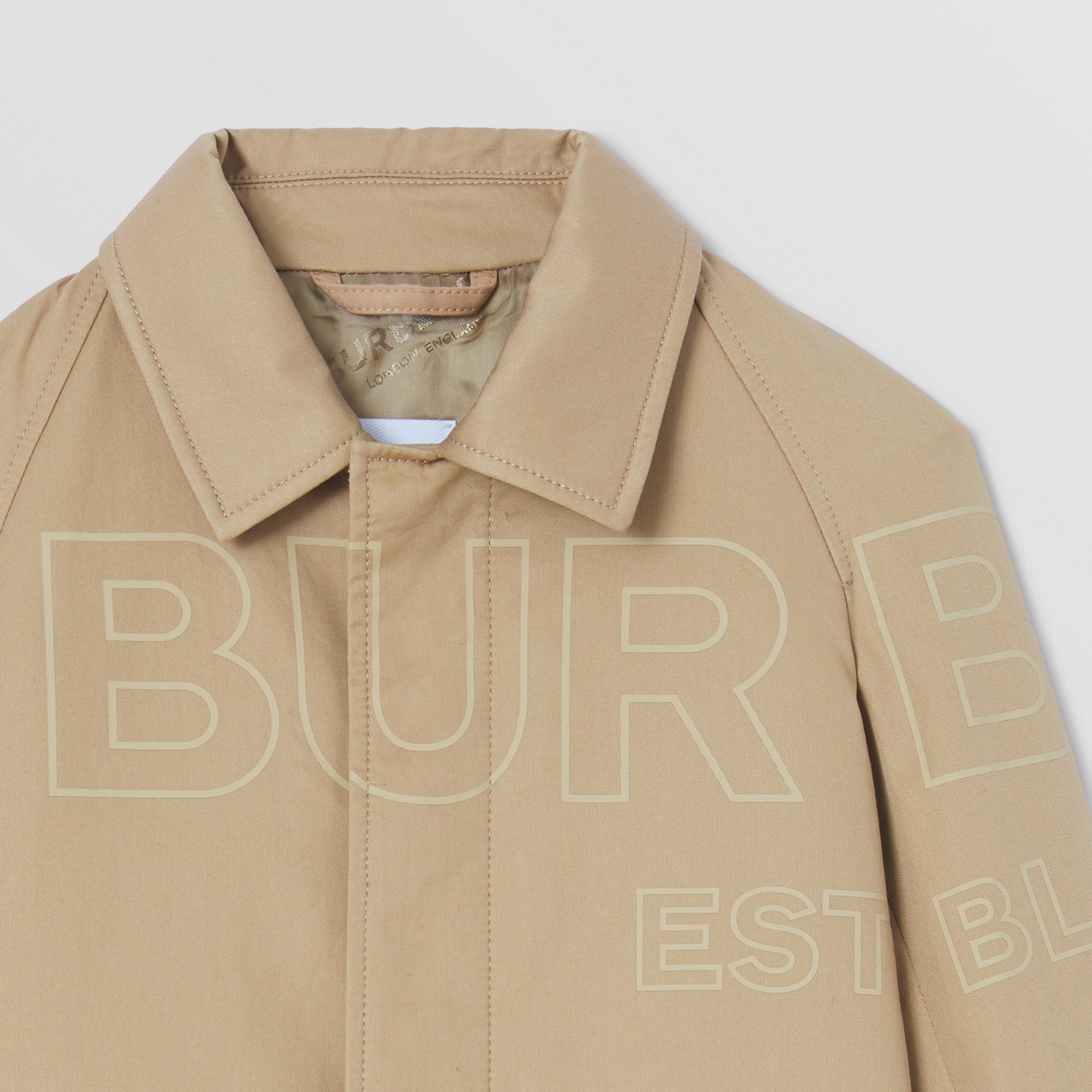 Horseferry Print Cotton Twill Car Coat in Archive Beige - Boy | Burberry® Official - 4