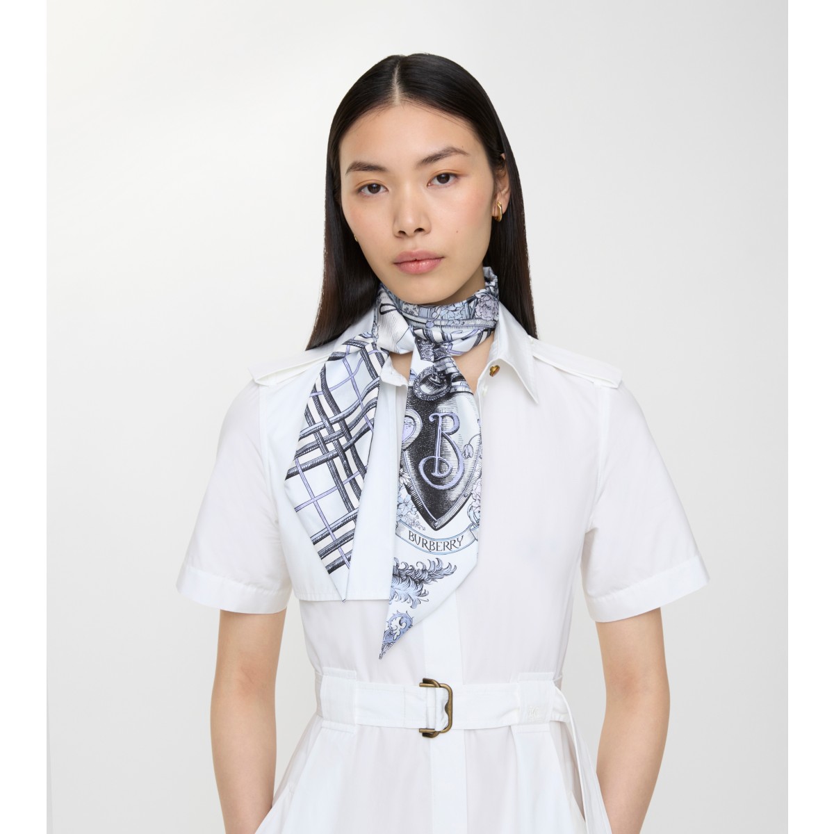  Check Skinny Reversible Etched Knight Silk Scarf