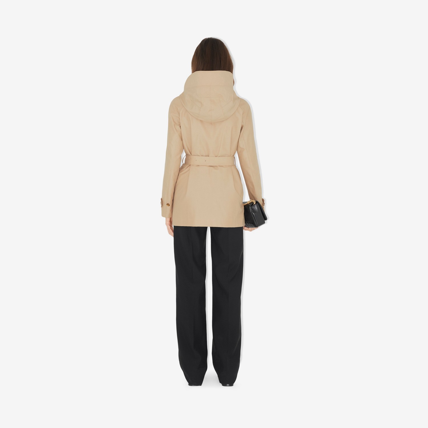 Car coat com capuz em faille de algodão tecnológico (Fulvo Suave) - Mulheres | Burberry® oficial