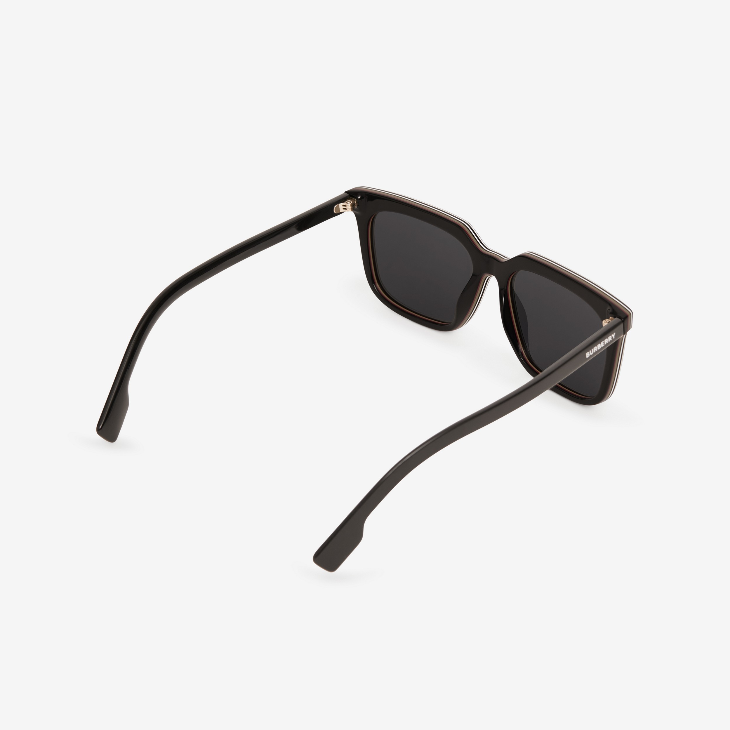 Óculos de sol com armação quadrada e detalhe de listras (Preto) | Burberry® oficial - 3