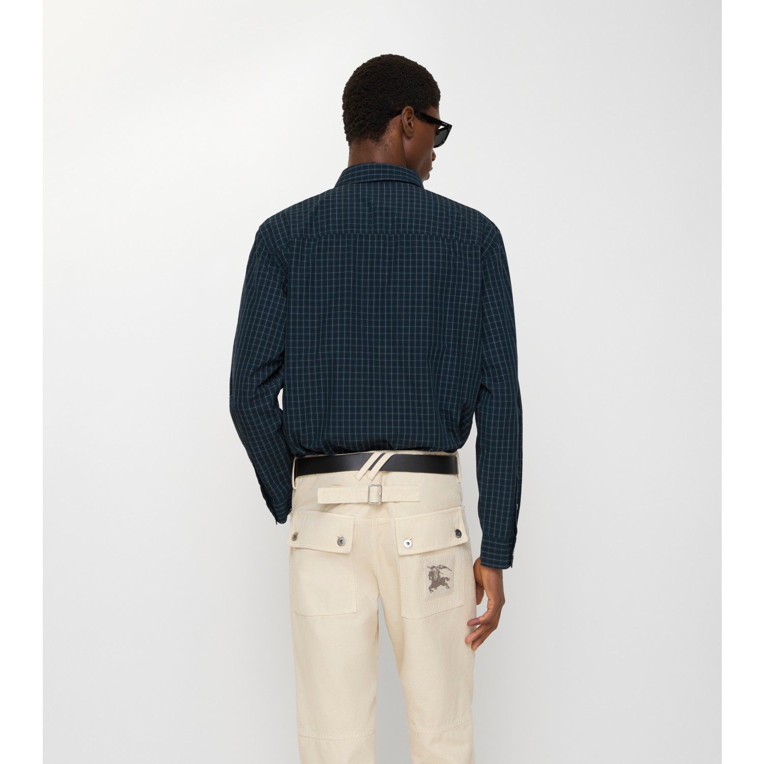 Check Cotton Shirt in Flint blue/chalk white - Men | Burberry® Official