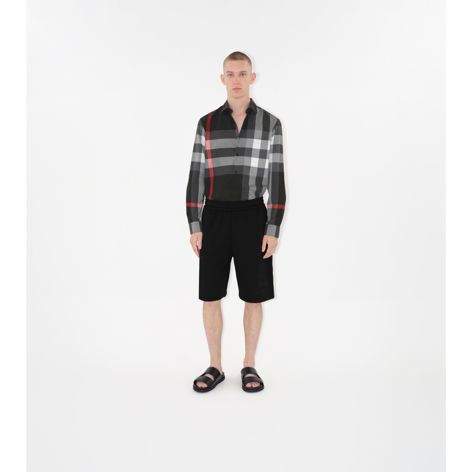 チェック コットンシャツ (チャコール) - メンズ, コットン | Burberry®公式サイト
