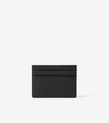 Burberry Logo Embossed Grainy Leather Money Clip Card Case in Charcoal Grey  - Men, Burberry® Official