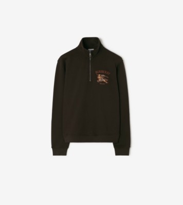 Knight Check Cotton Half-zip Sweatshirt in Chocolate brown - Men | Burberry® Official
