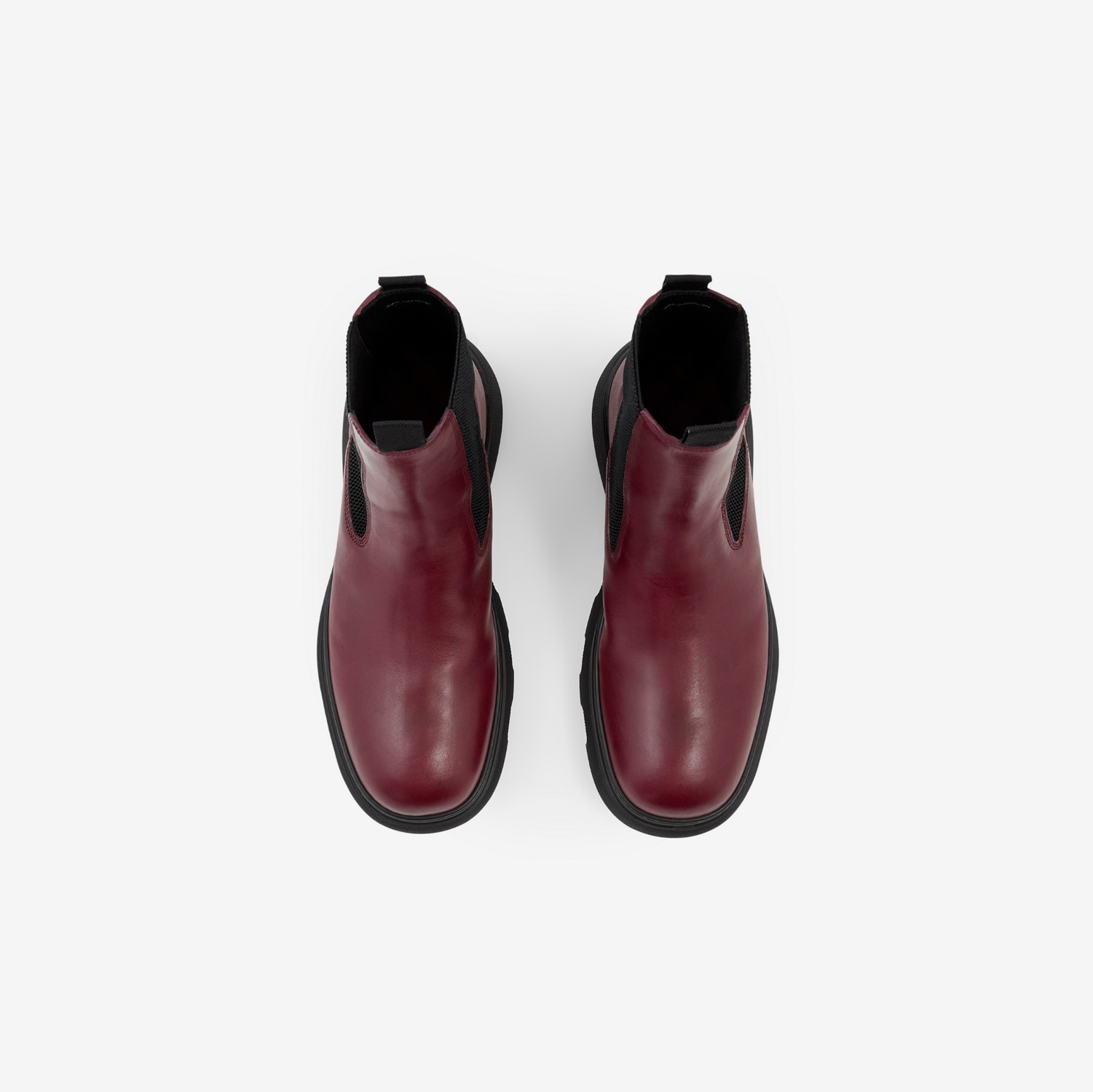 皮革 Creeper 切尔西靴 (梅红色) - 男士 | Burberry® 博柏利官网