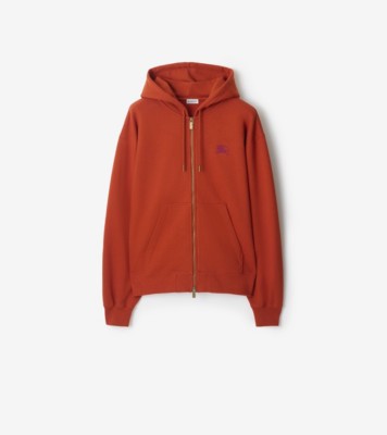 BURBERRY オレンジ パーカー XL Gothic Logo Cotton Zip Hoodie in Fire orange - Men | Burberry