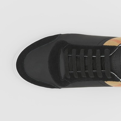 Leather, Suede and House Check Sneakers 