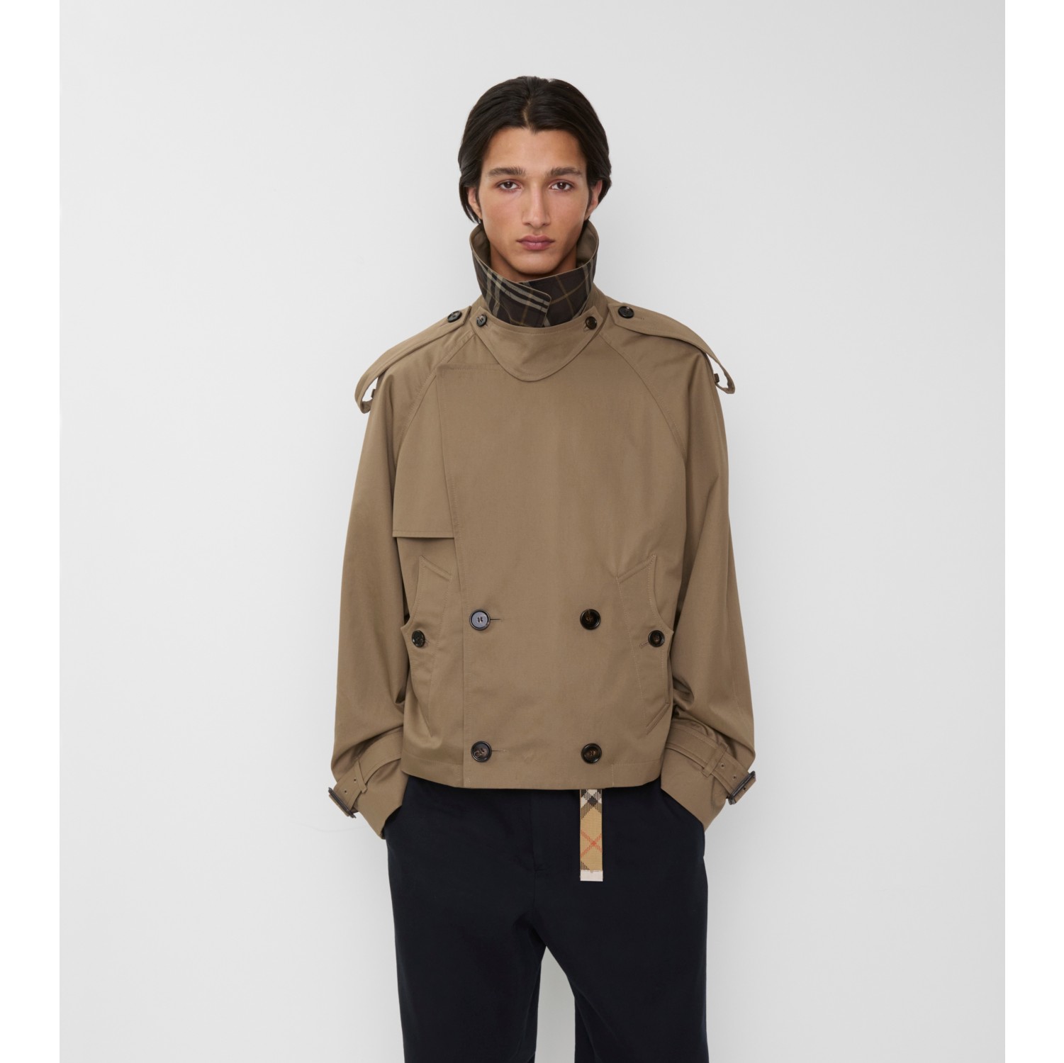 Veste trench courte en gabardine