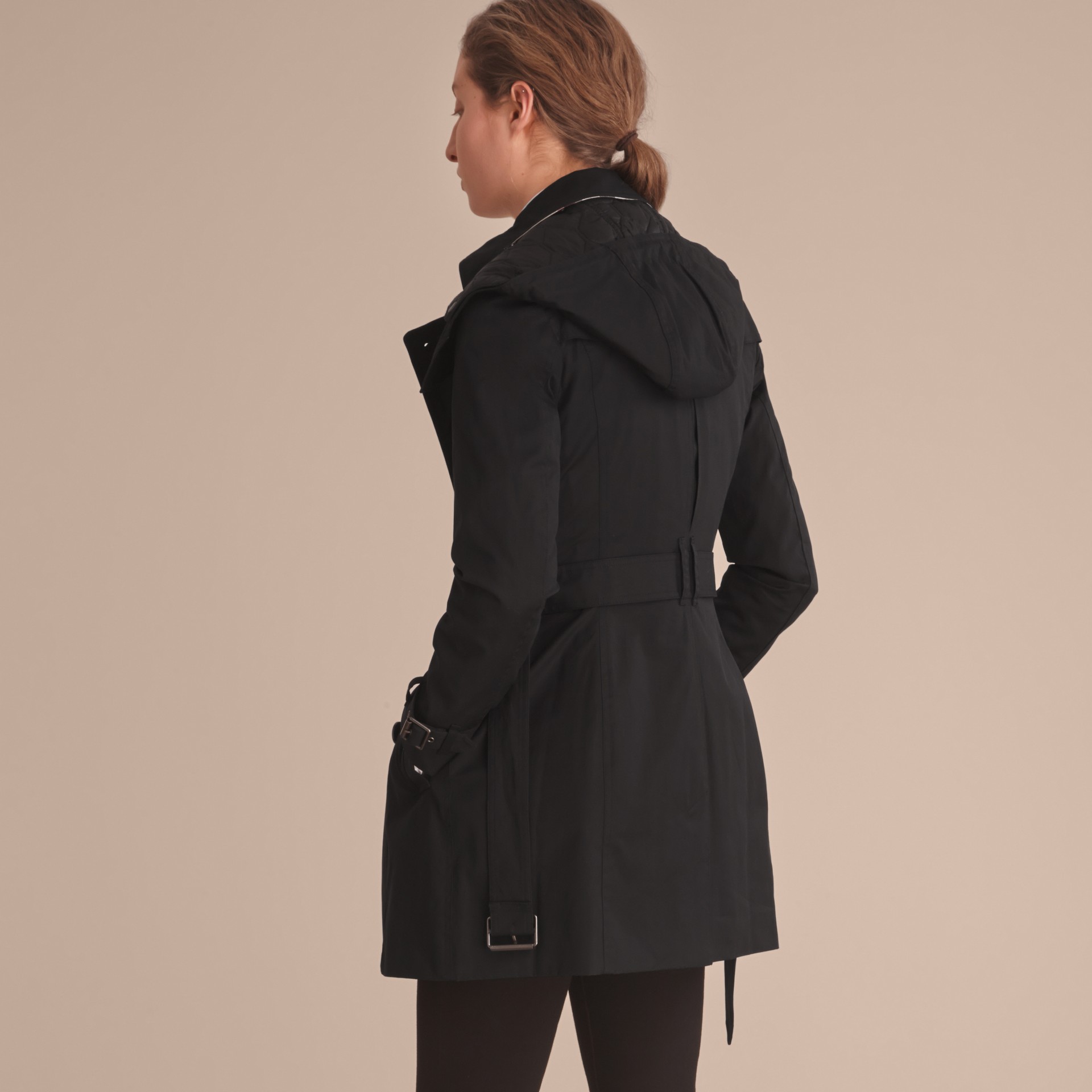 Mens Slim Fur Lined Leather Trench Coat Cw833213 Cwmalls Hooded Trench Coat With Warmer Black Gallery Image 3