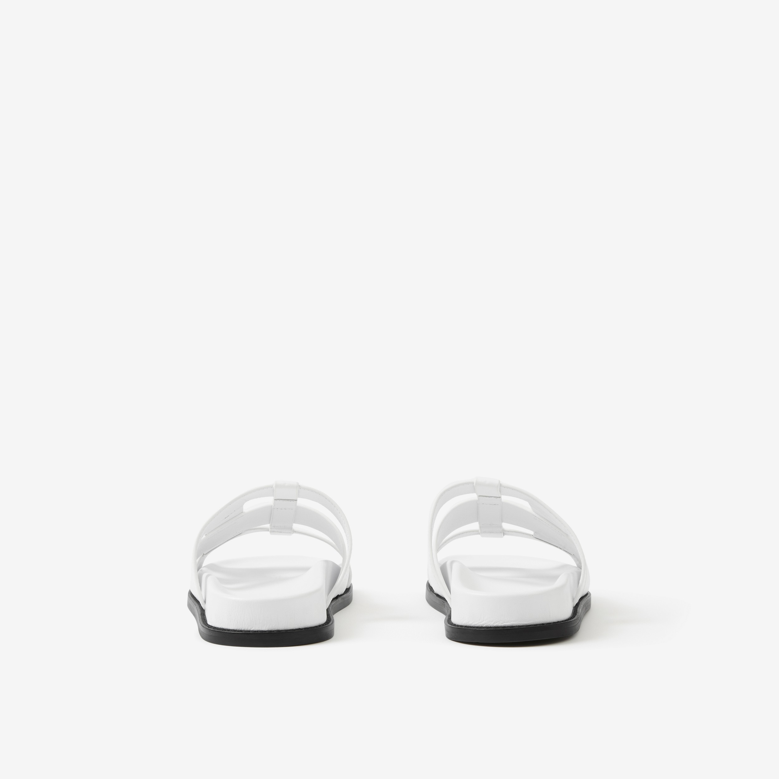 Chinelos em couro reticulado (Branco) - Mulheres | Burberry® oficial - 3