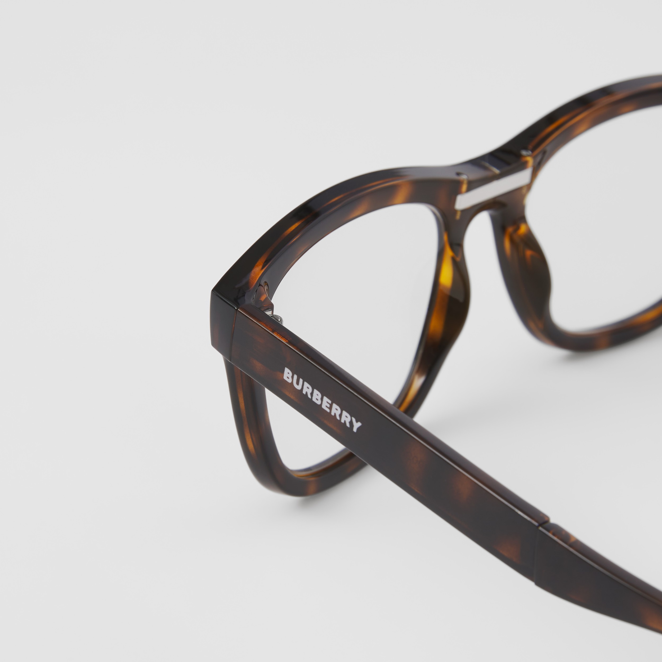 Logo Detail Square Blue Light Glasses in Tortoiseshell Men Burberry