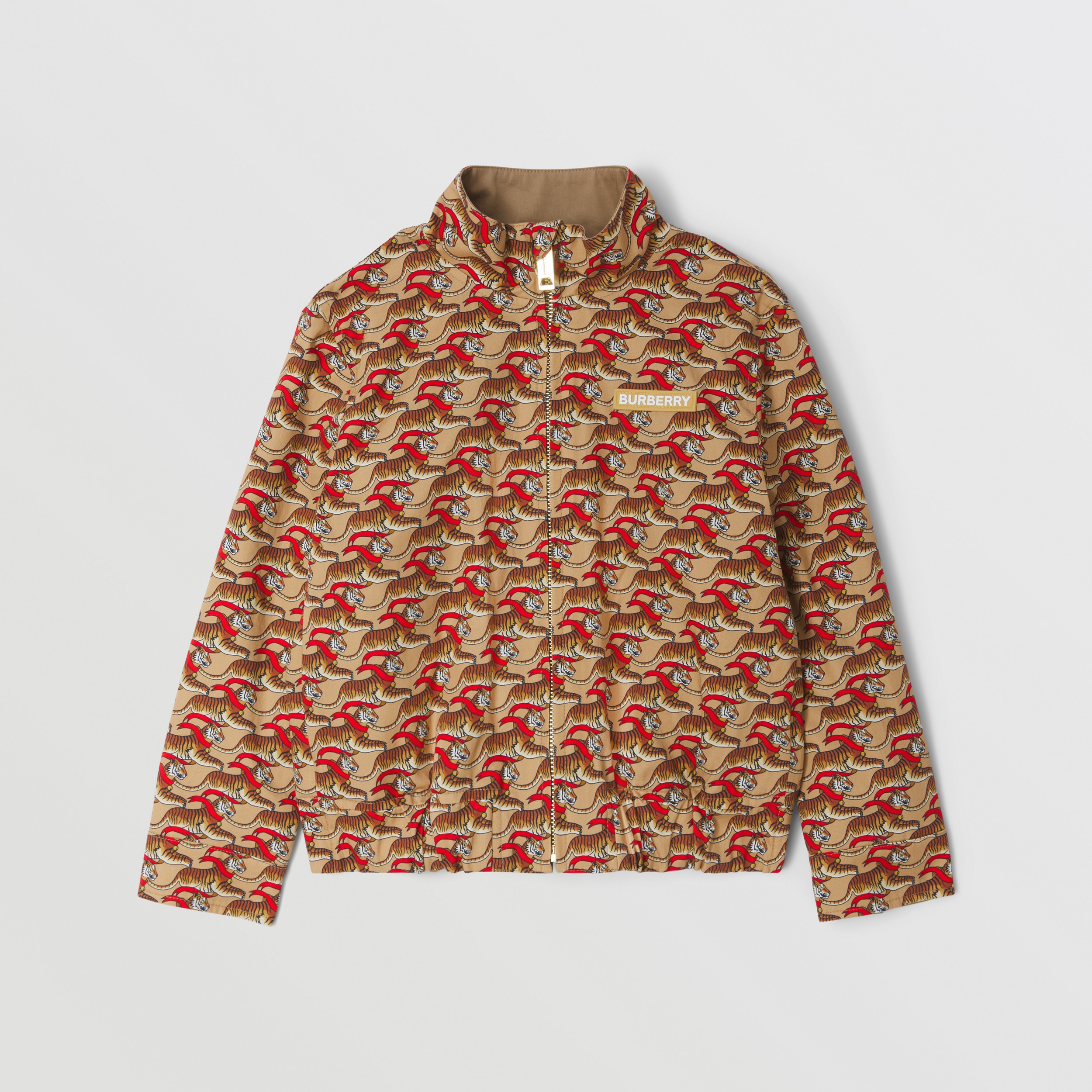 Veste réversible en coton à imprimé tigre (Beige Miel) | Site officiel Burberry® - 1