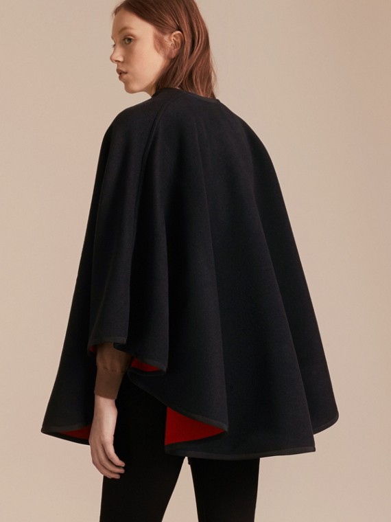 Wool Cashmere Military Poncho Black/parade Red | Burberry