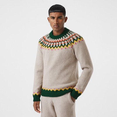 Fair Isle Wool Sweater in Sesame - Men 
