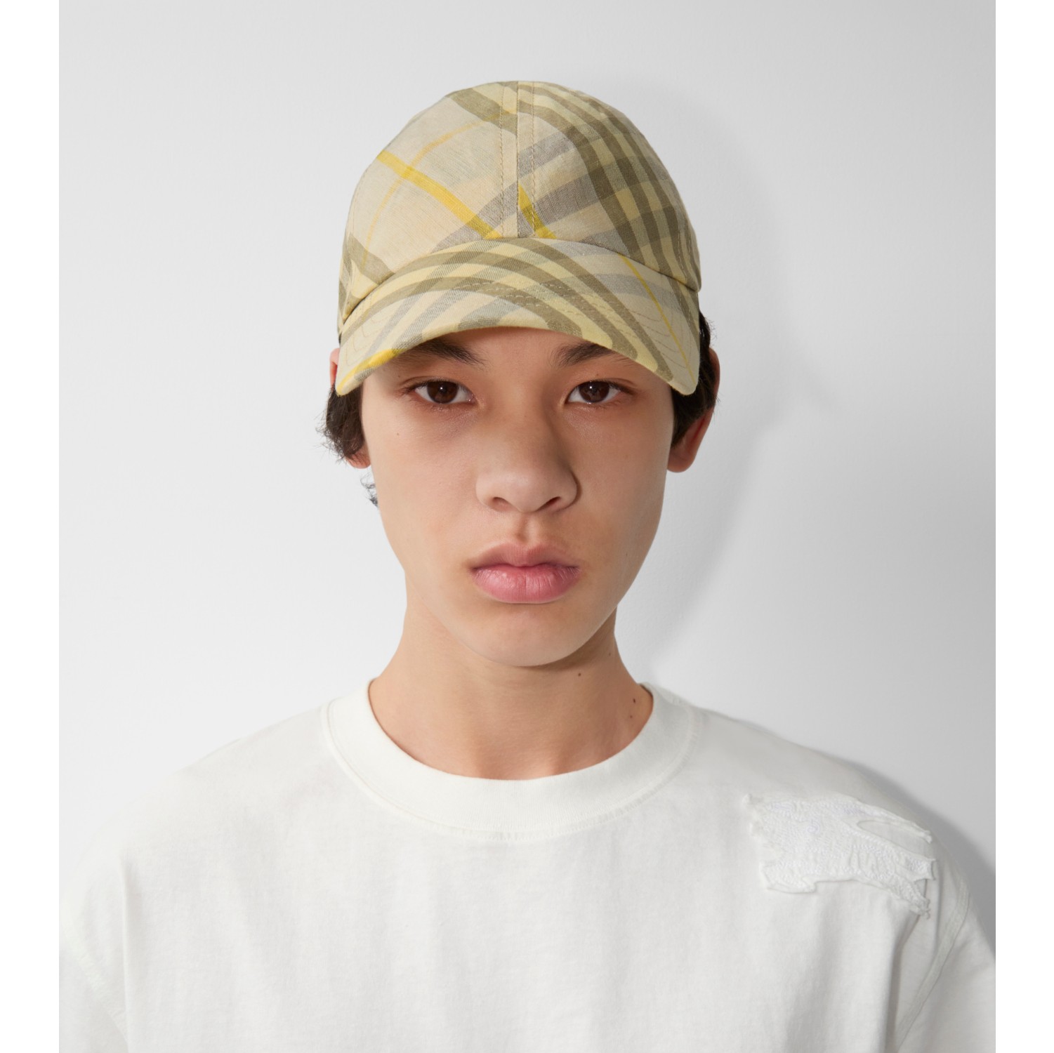 Check Linen Baseball Cap