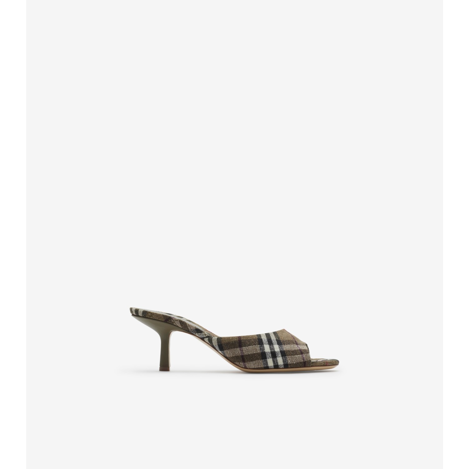 Check Linen Blend Mews Low Mules​