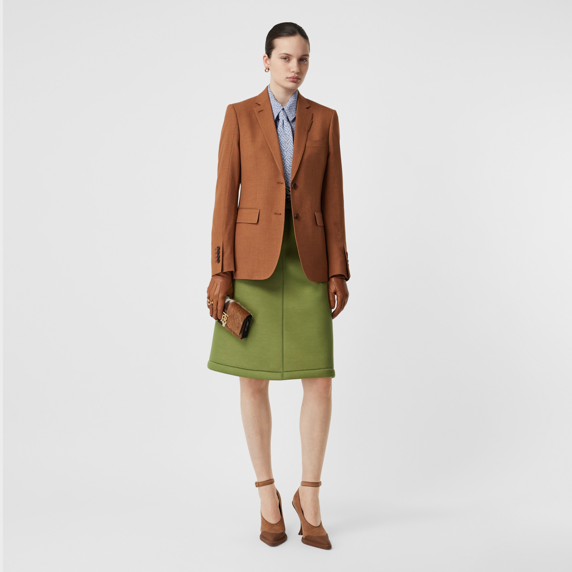 Wool, Silk and Cotton Blazer in Rust - Women | Burberry United States
