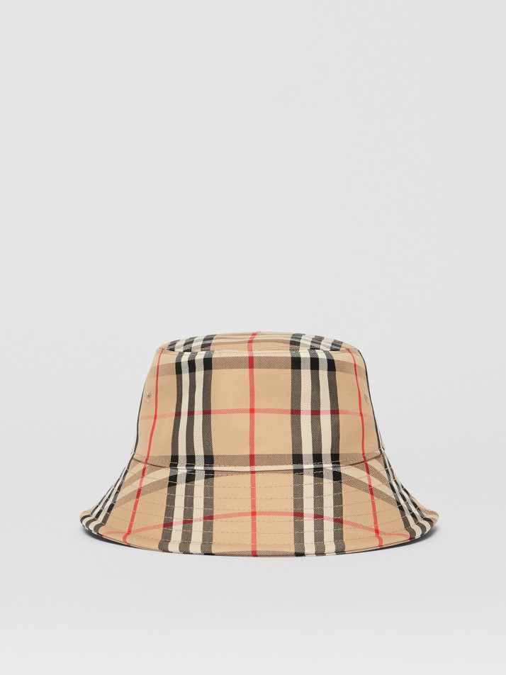 Vintage 格纹功能性棉质渔夫帽