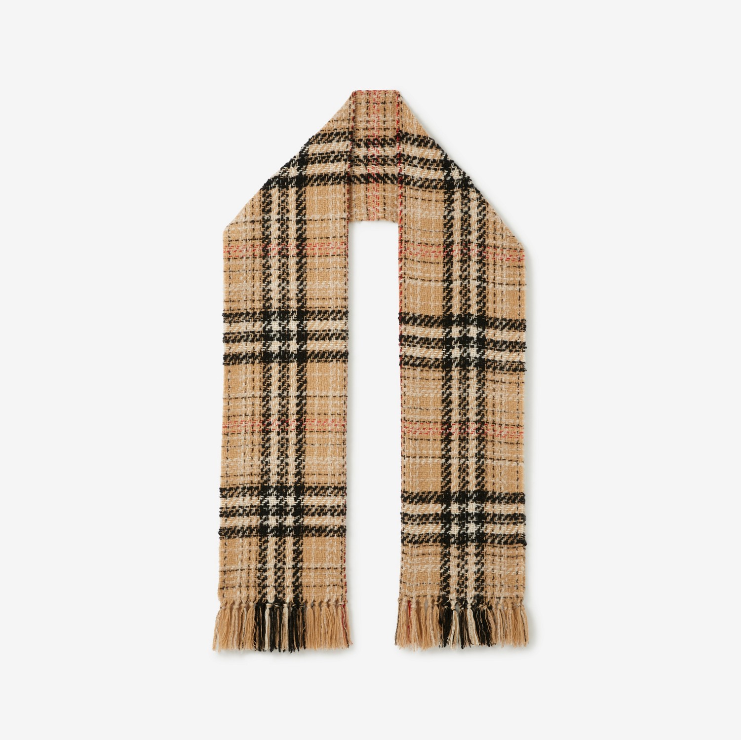 Sciarpa in tweed di misto seta e cashmere con motivo tartan (Beige Archivio) | Sito ufficiale Burberry®