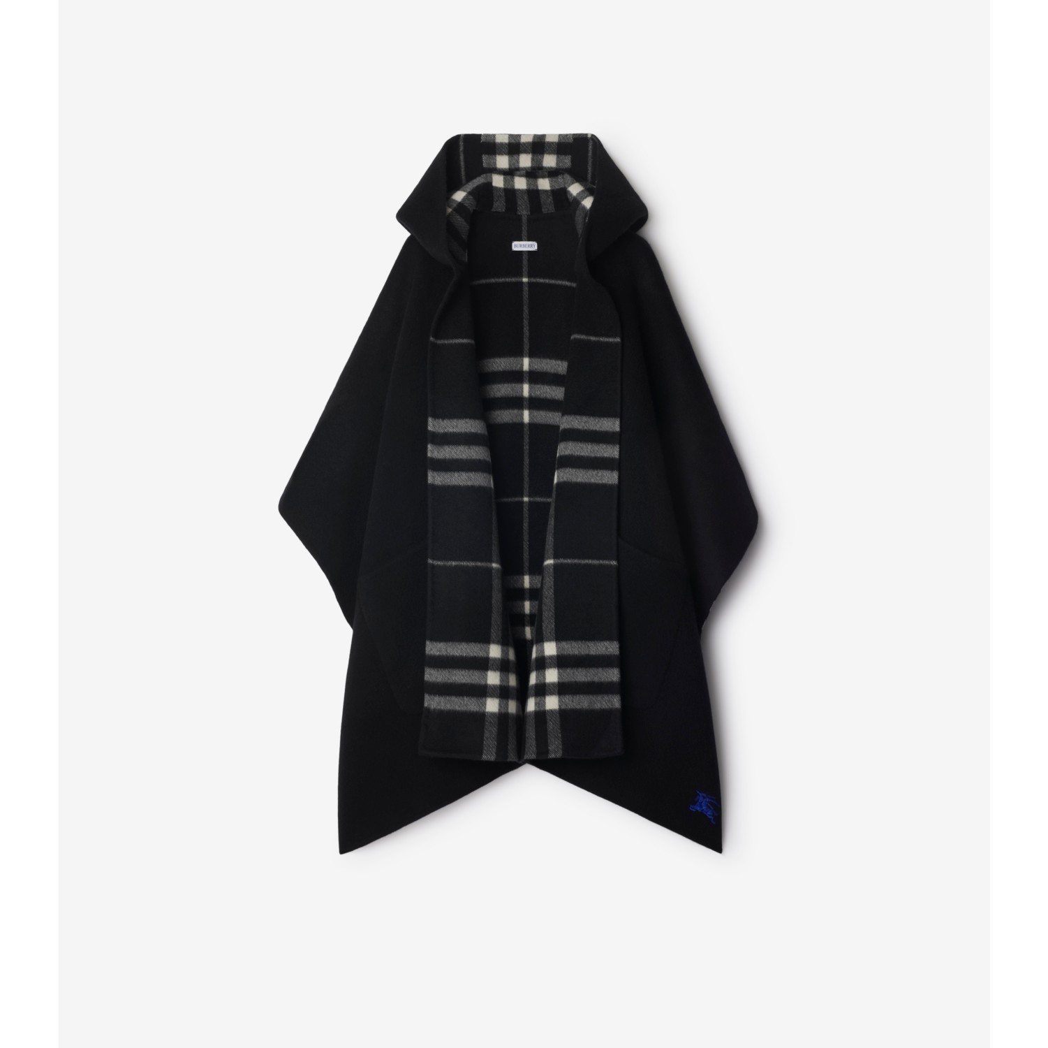 Reversible Check Cashmere Cape