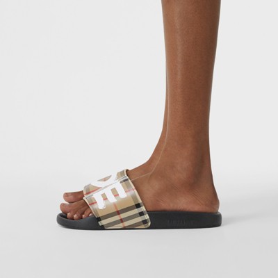 rubber burberry slides women