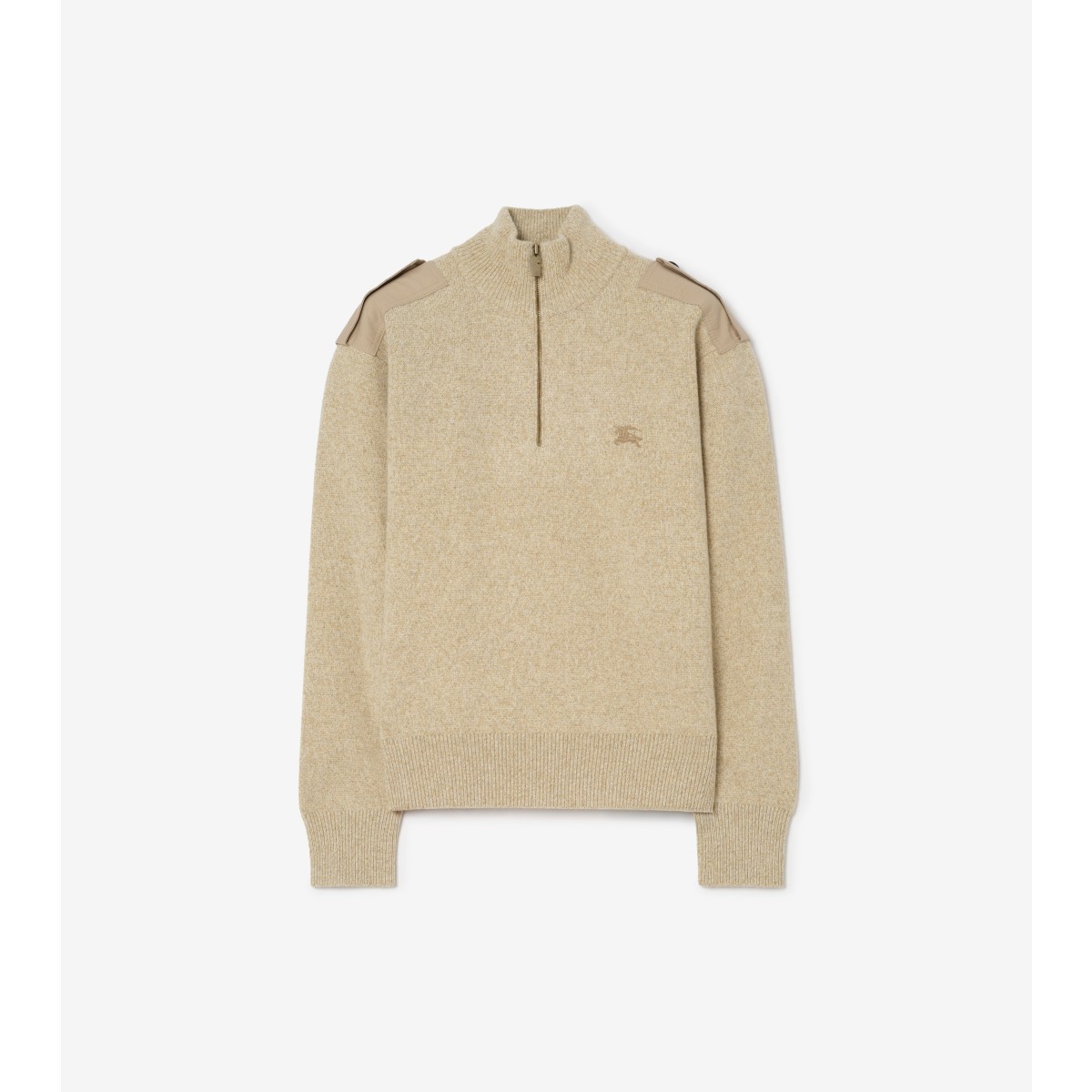  Embroidered Wool Cashmere Half-zip Sweater