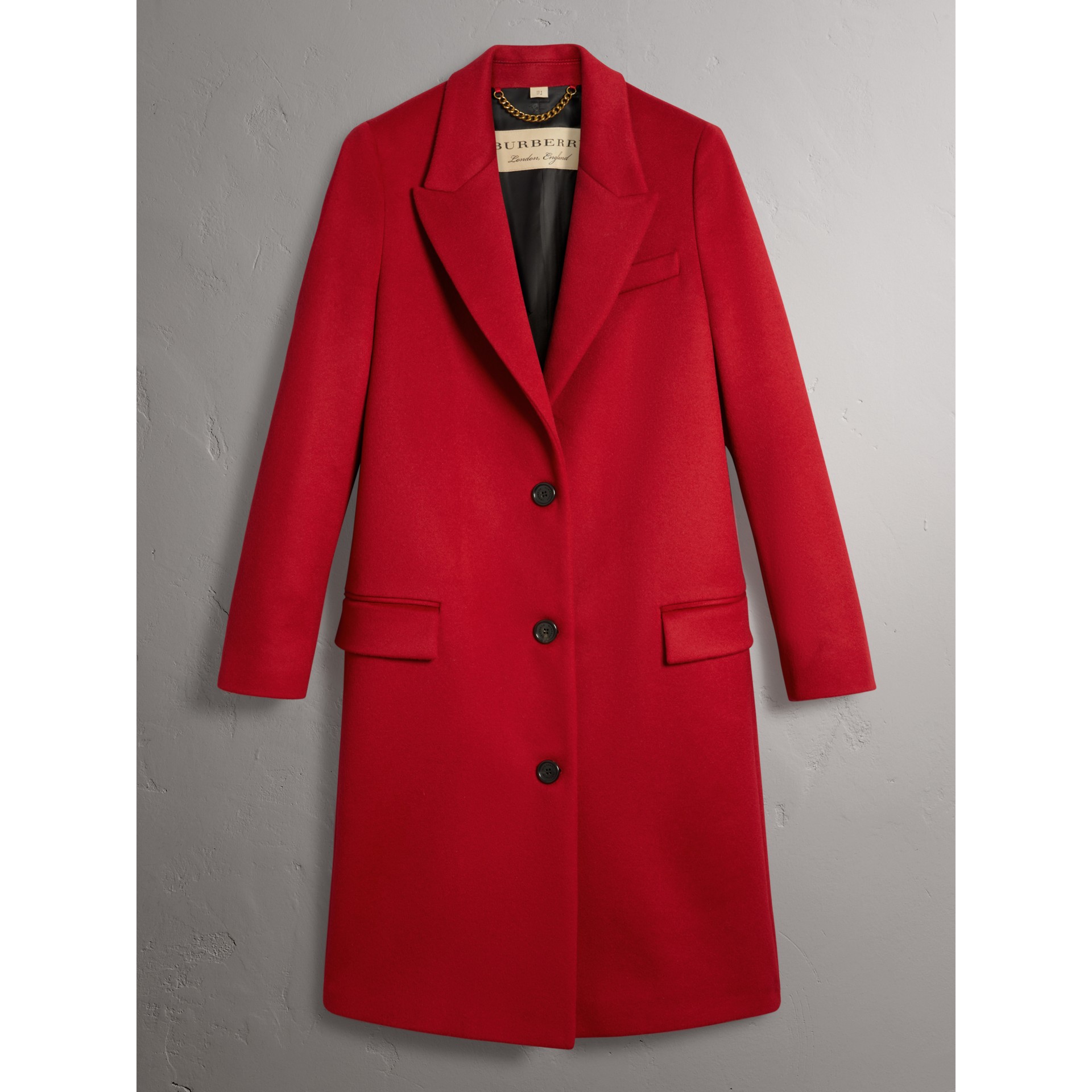 Wool Cashmere Tailored Coat in Parade Red Women Burberry United States