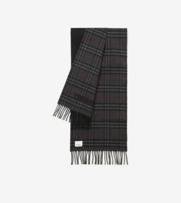 Reversible Check Cashmere Scarf in Charcoal black Burberry Official