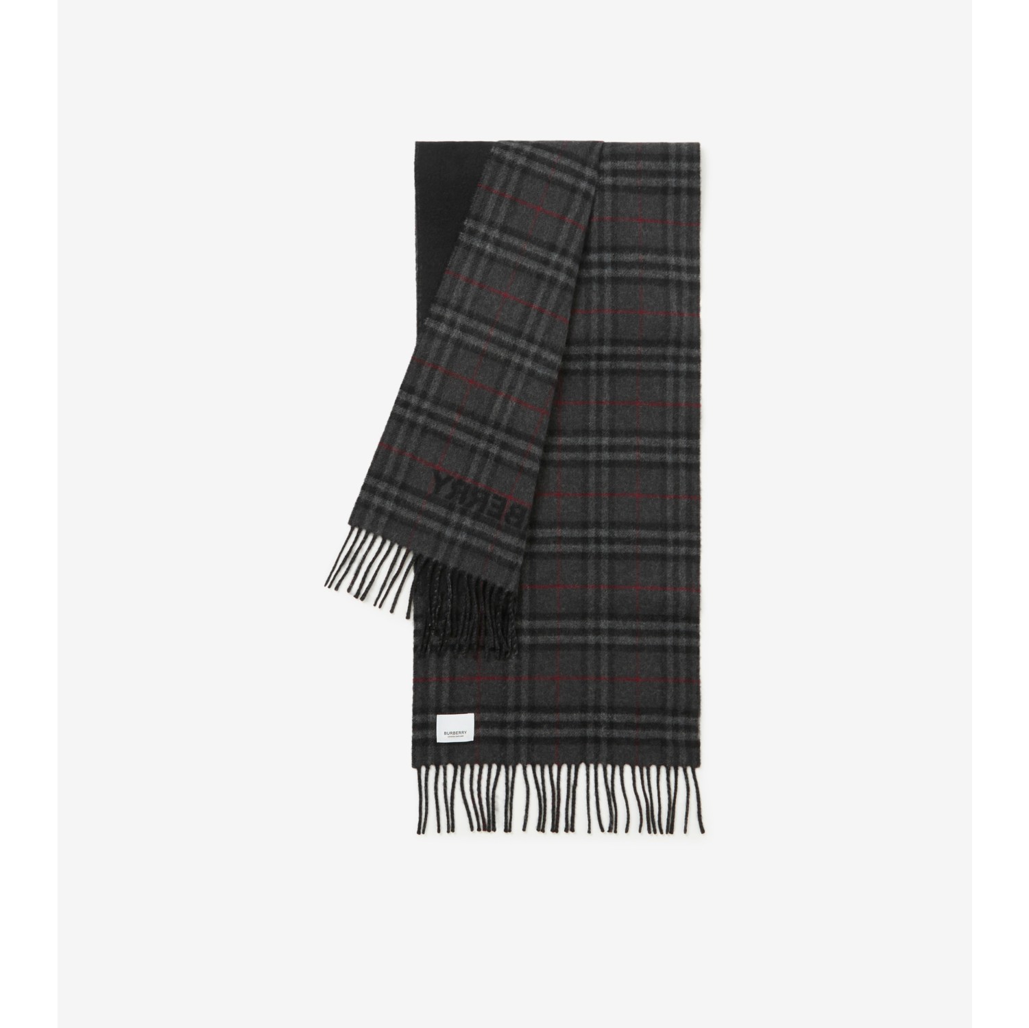 Burberry Heart Print Giant Check Reversible Cashmere Scarf