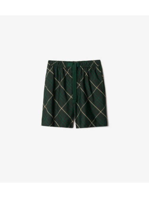 Burberry Check Shorts In Green