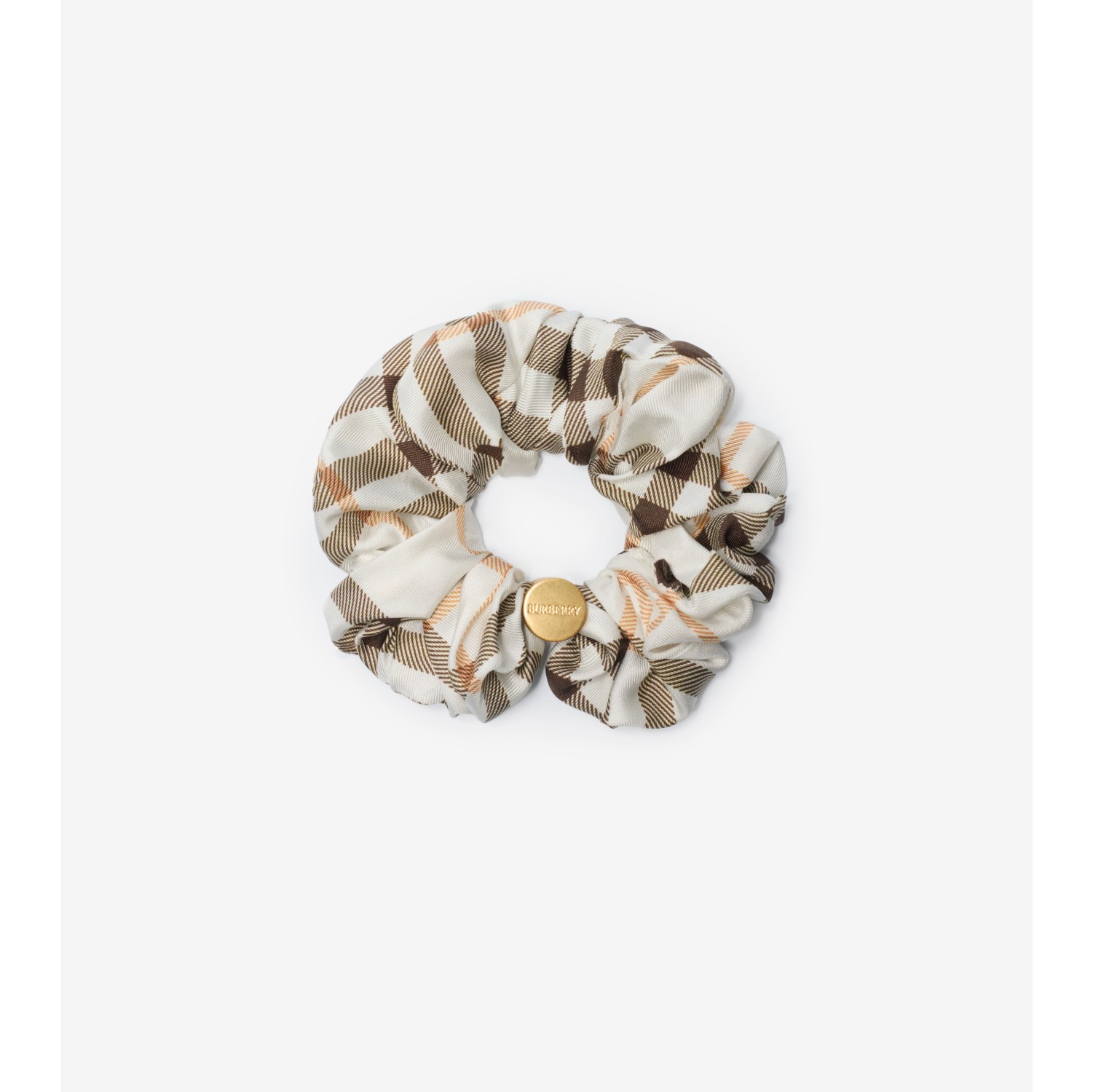 Check Silk Scrunchie in Pebble beige | Burberry® Official