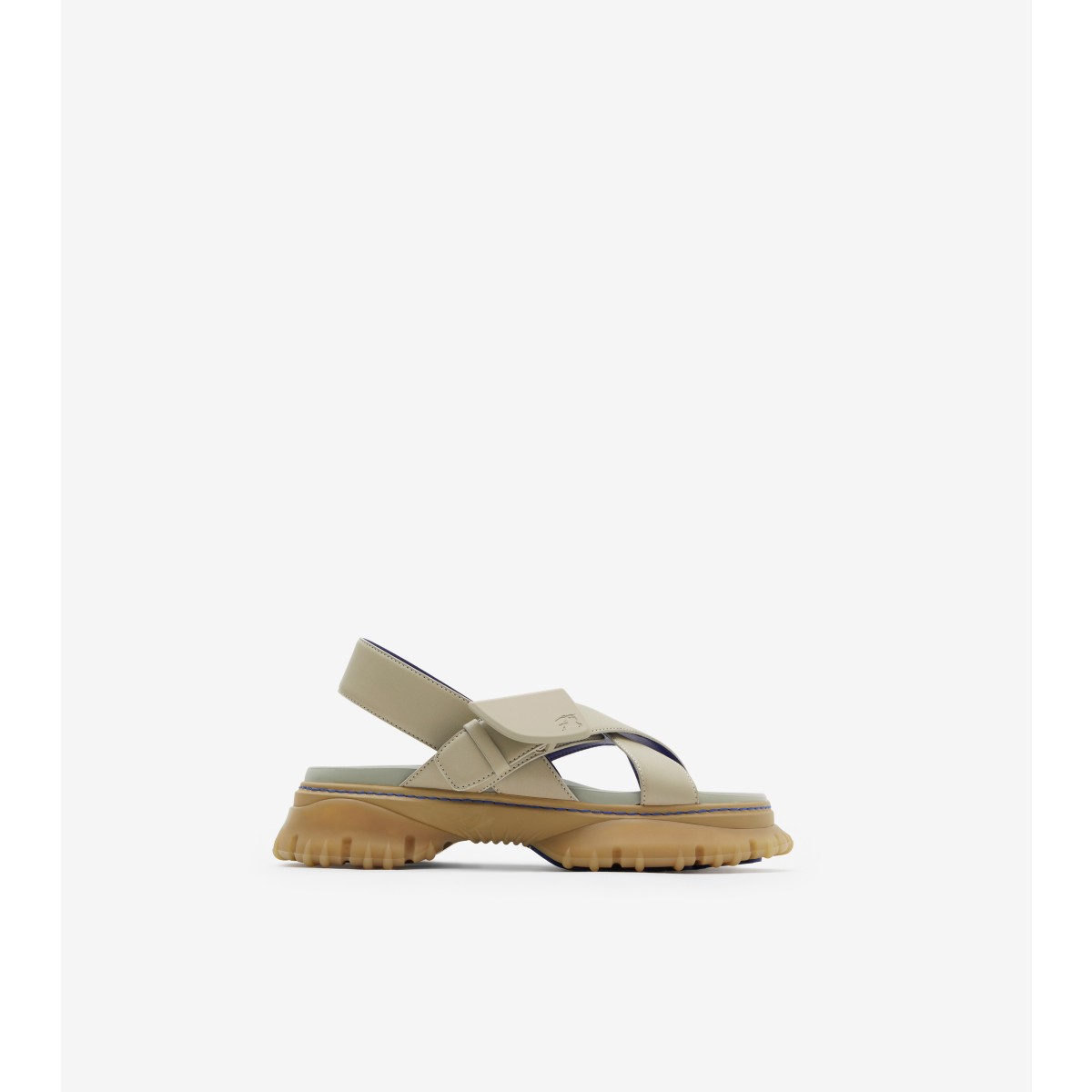 Burberry Leather Pebble Sandals In Field