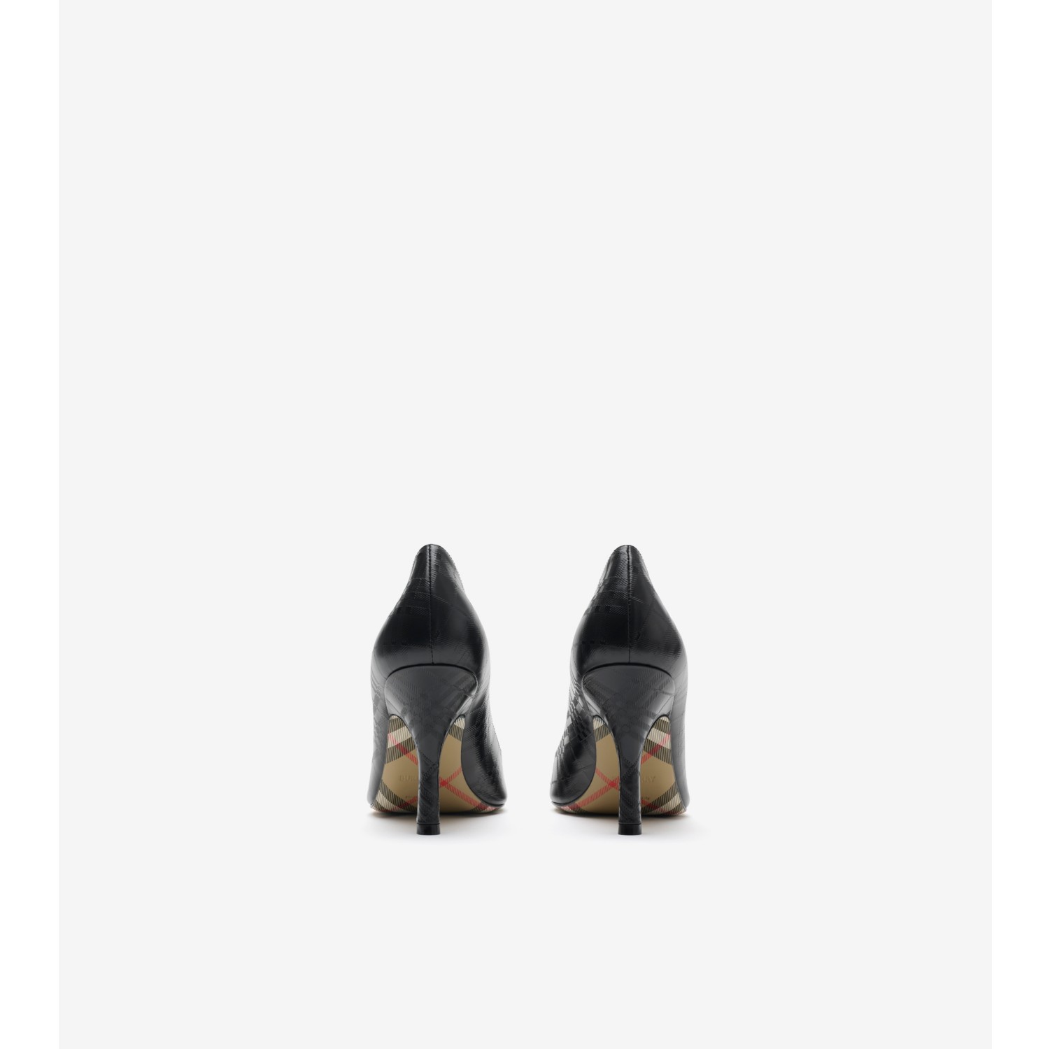 Check Leather Dame High Pumps