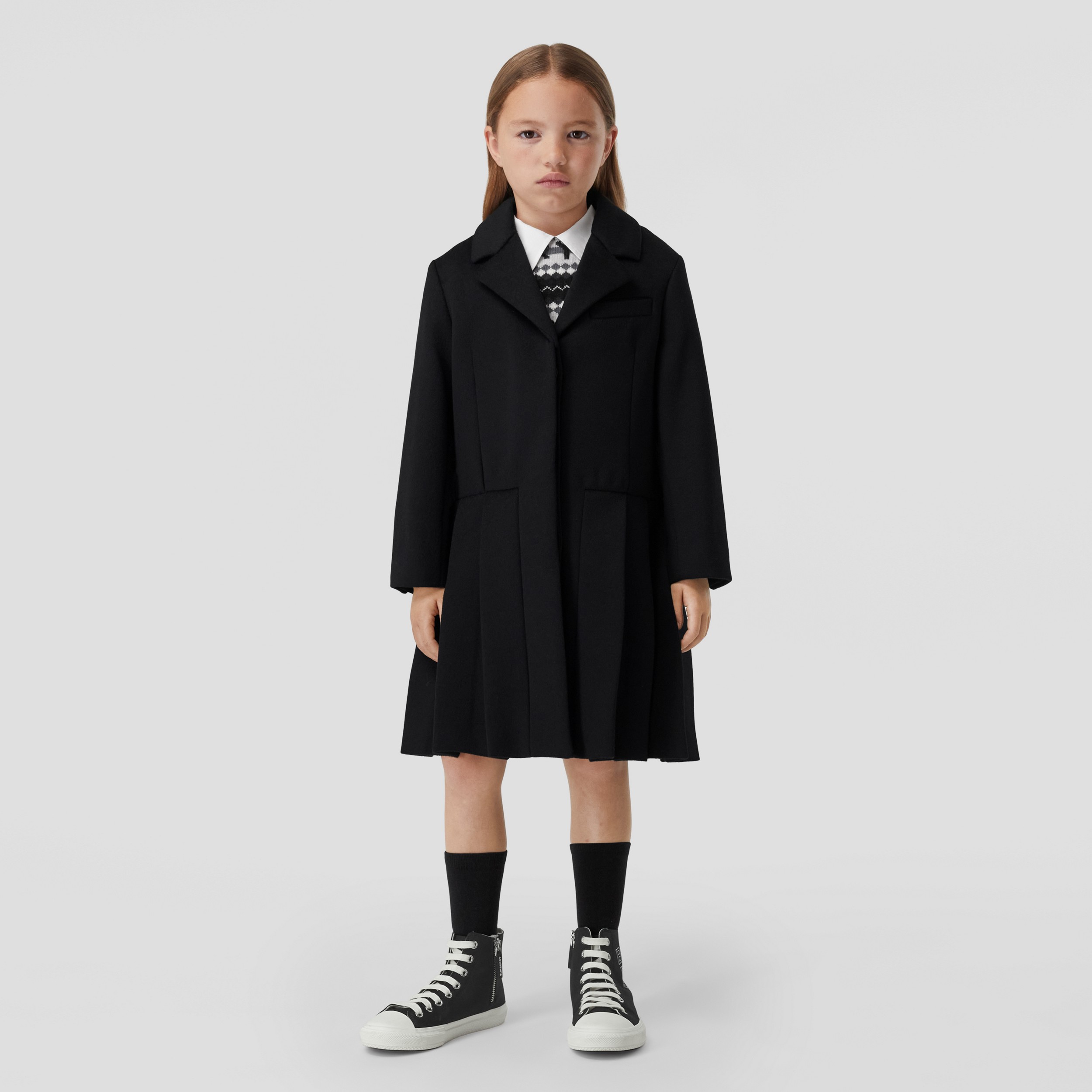 Embroidered Animal Kingdom Wool Cashmere Coat in Black - Children | Burberry® Official - 3