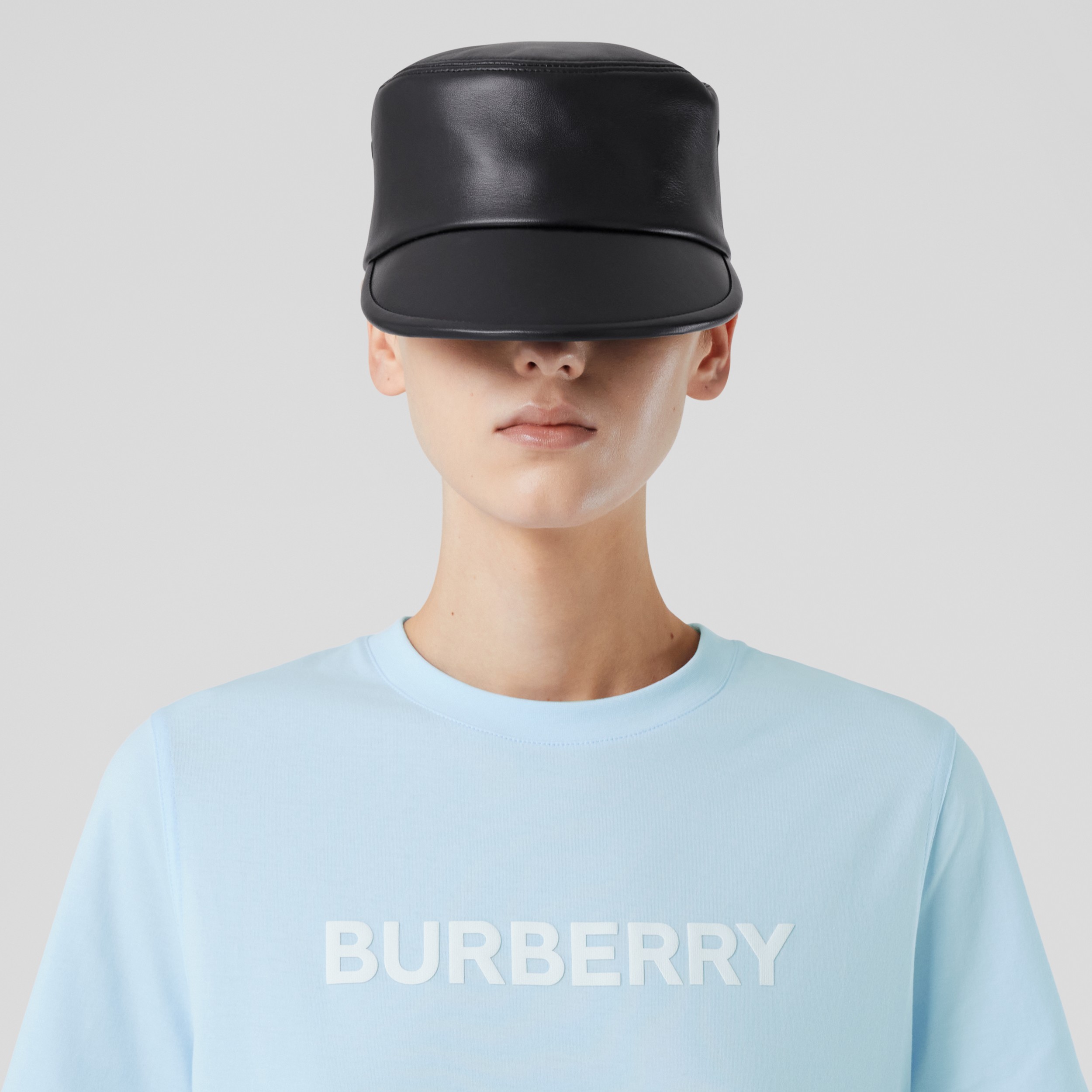Logo Print Cotton T-shirt in Pale Blue - Women | Burberry® Official - 2