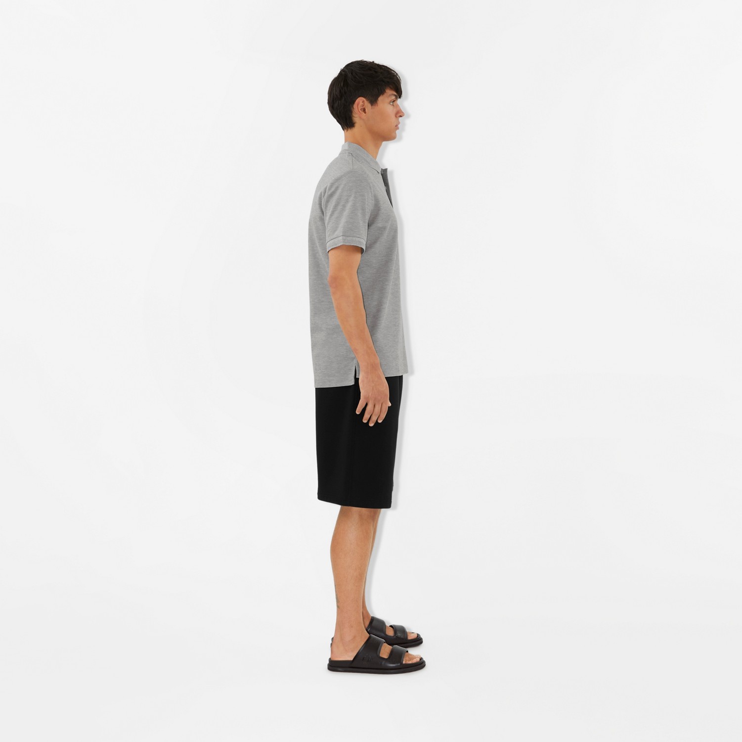 モノグラム ポロシャツ (ペールグレーメランジ) - メンズ | Burberry®公式サイト
