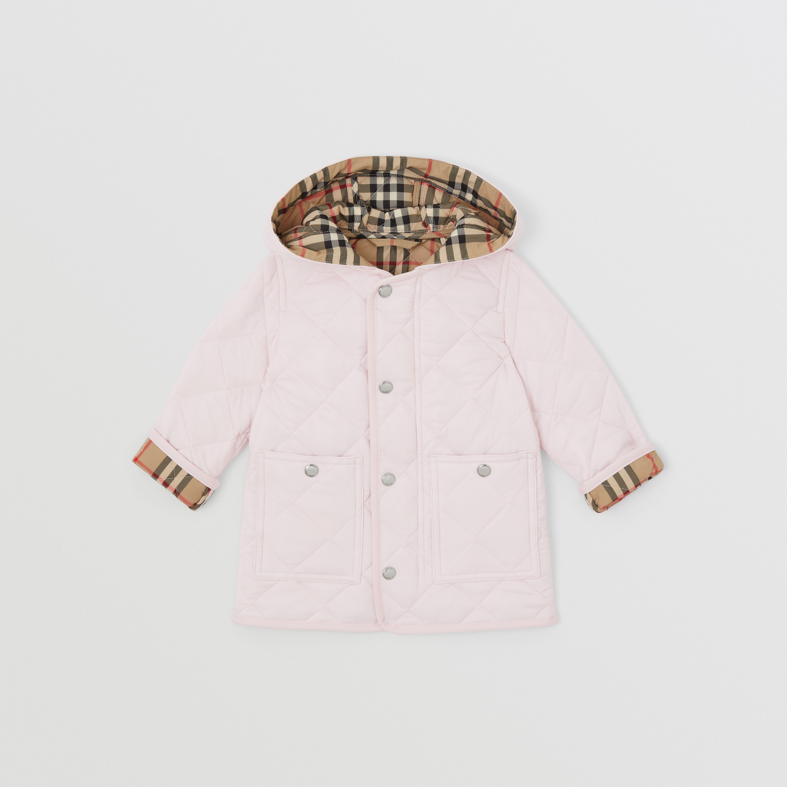 Diamond Quilted Nylon Hooded Jacket in Alabaster Pink - Children | Burberry® Official - 1