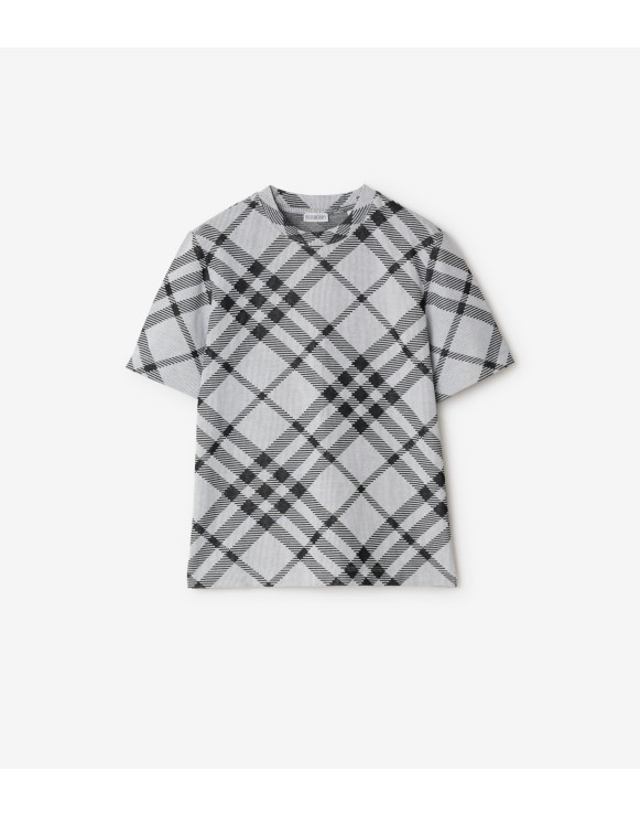 Check Stretch Cotton Blend T-shirt