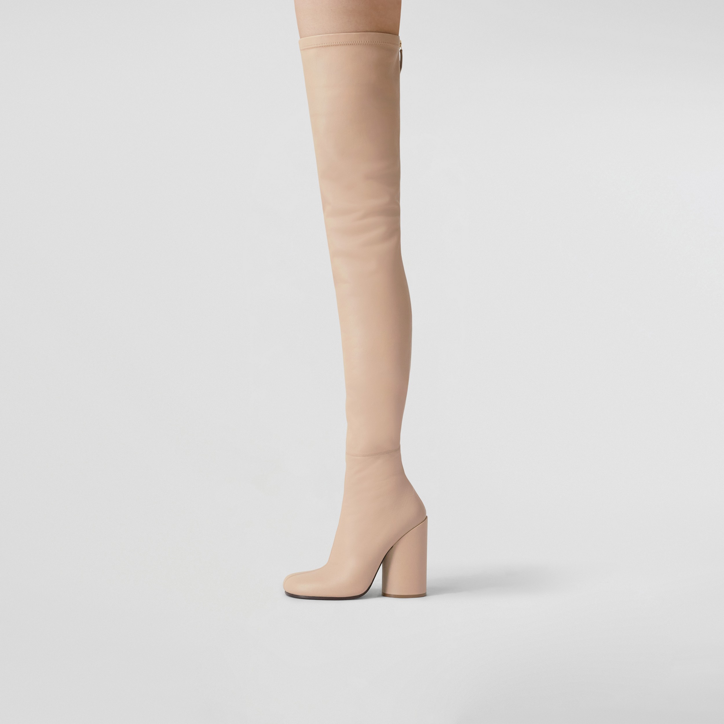 Leather Over-the-knee Sock Boots in Soft Fawn | Burberry® Official - 3