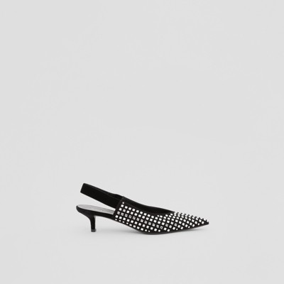 Burberry Malinda Crystal Slingback Pumps In Black/crystal